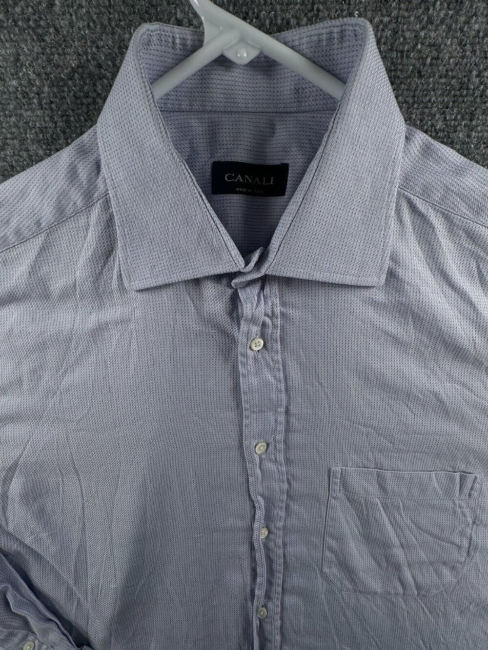 Canali Button Up Shirt Men Long Sleeve Cotton Size 16.5 Blue Pink Check Adult
